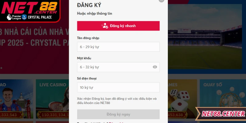 Hướng dẫn từng bước đăng ký Net88 đơn giản